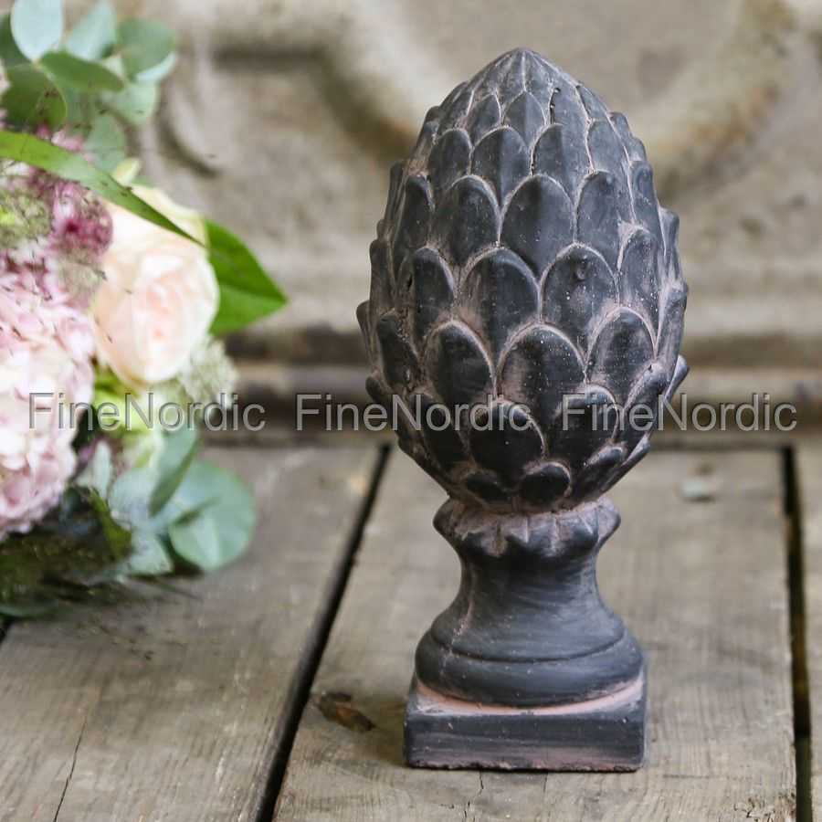 Chic Antique Französischer Dekor auf Fuß - Antik Kohle - H 20 cm