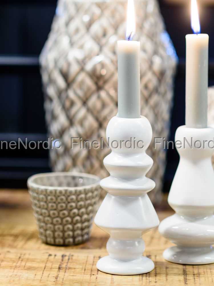 Bloomingville Kerzenständer für Stabkerzen - Weiß / Cool Grey - H 15 cm