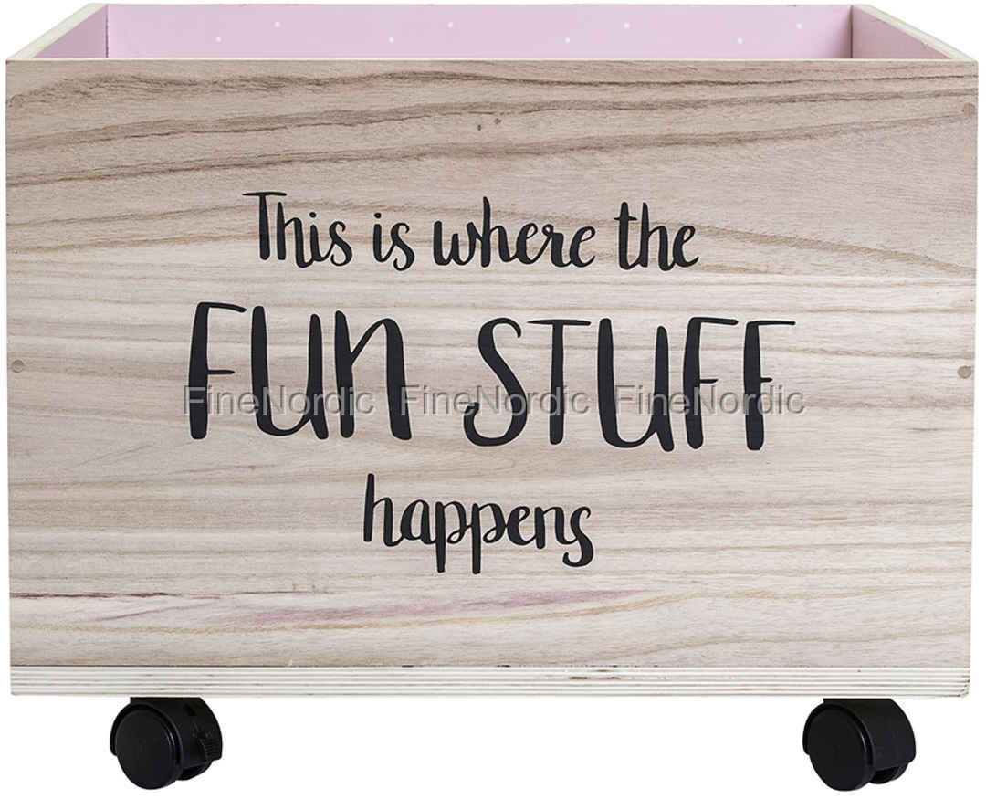 Bloomingville Aufbewahrungsbox auf Rädern Rosa Paulownia Groß