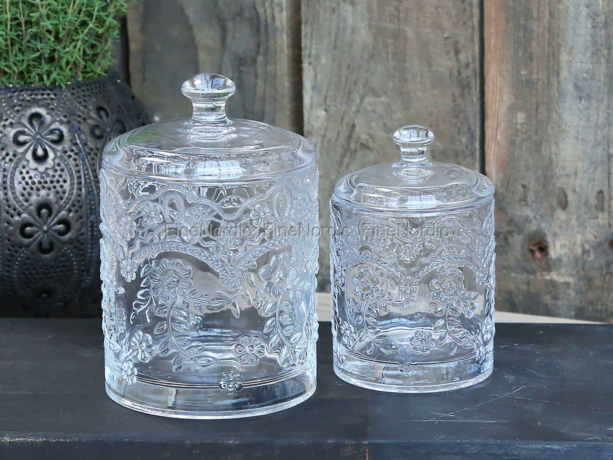 Chic Antique Glasdose mit Deckel Klar Groß