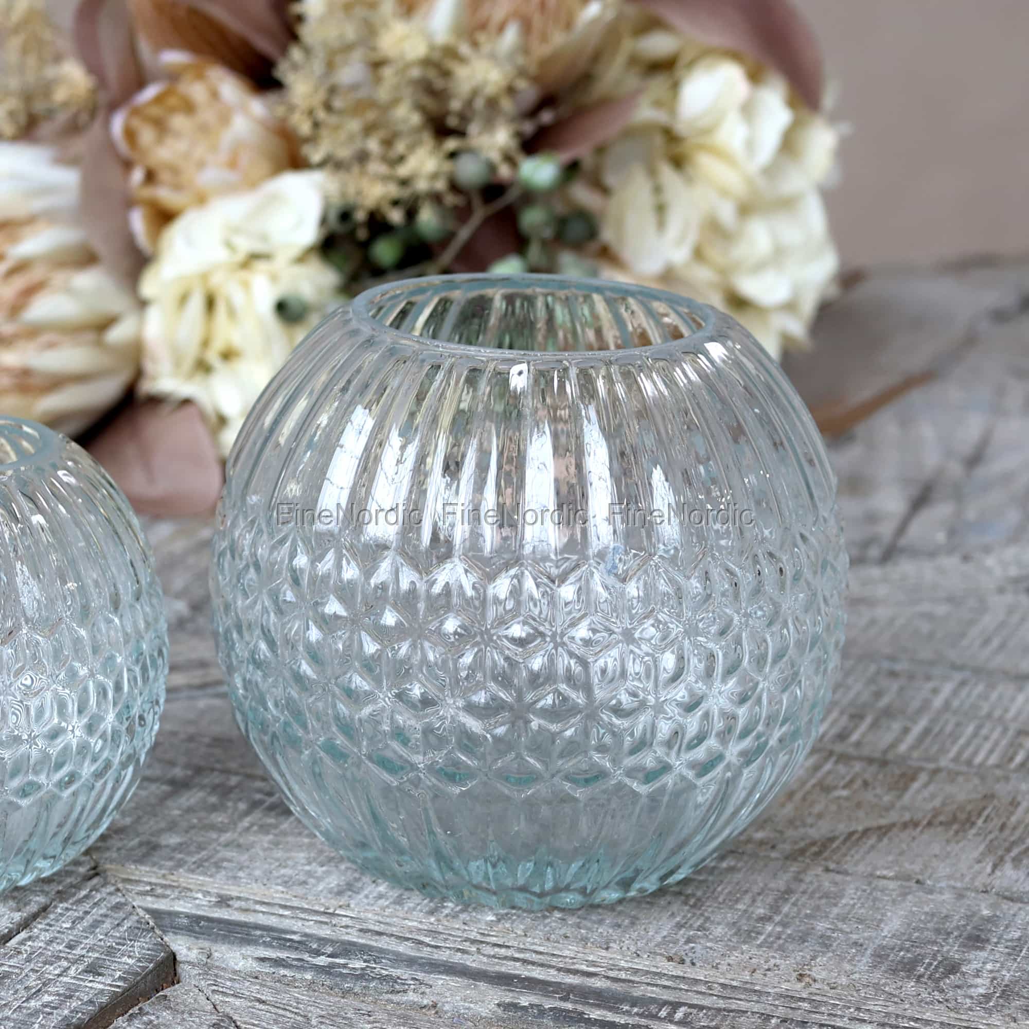 Chic Antique Glasvase mit Rillen und Muster Groß
