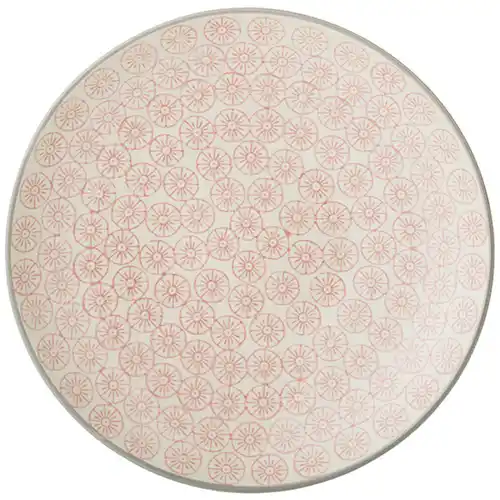 Bloomingville Teller-Set Cécile, 3er Set, 25 Cm Durchmesser, Keramik, Rosa-grau, Handgemachtes Stempeldekor