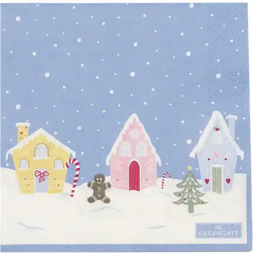 Greengate Lucie Xmas Papierservietten Weiß – 25x25 Cm, 20 Stück | Festliche Weihnachtsdeko