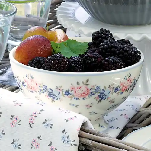 GreenGate Laura Frühstücksteller – Dusty Blue, 20,5 Cm, Aus Steingut, Skandinavisches Design