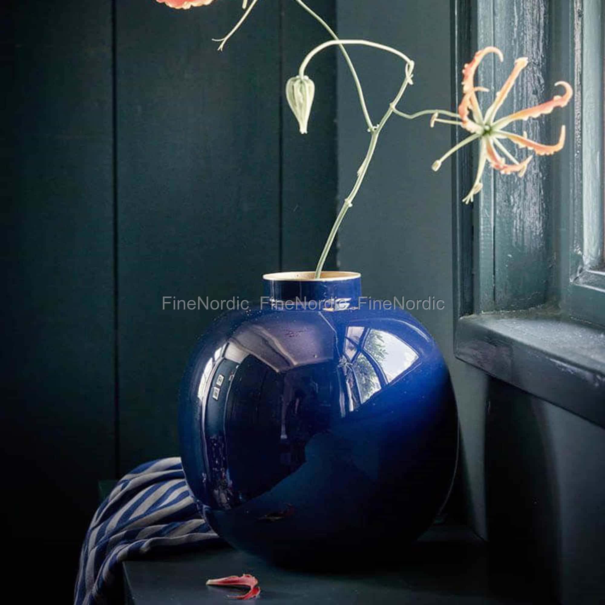Pip Studio Metallvase, Mittelblau, 33 Cm Höhe – Elegante Vasen Für Blumensträuße Und Deko