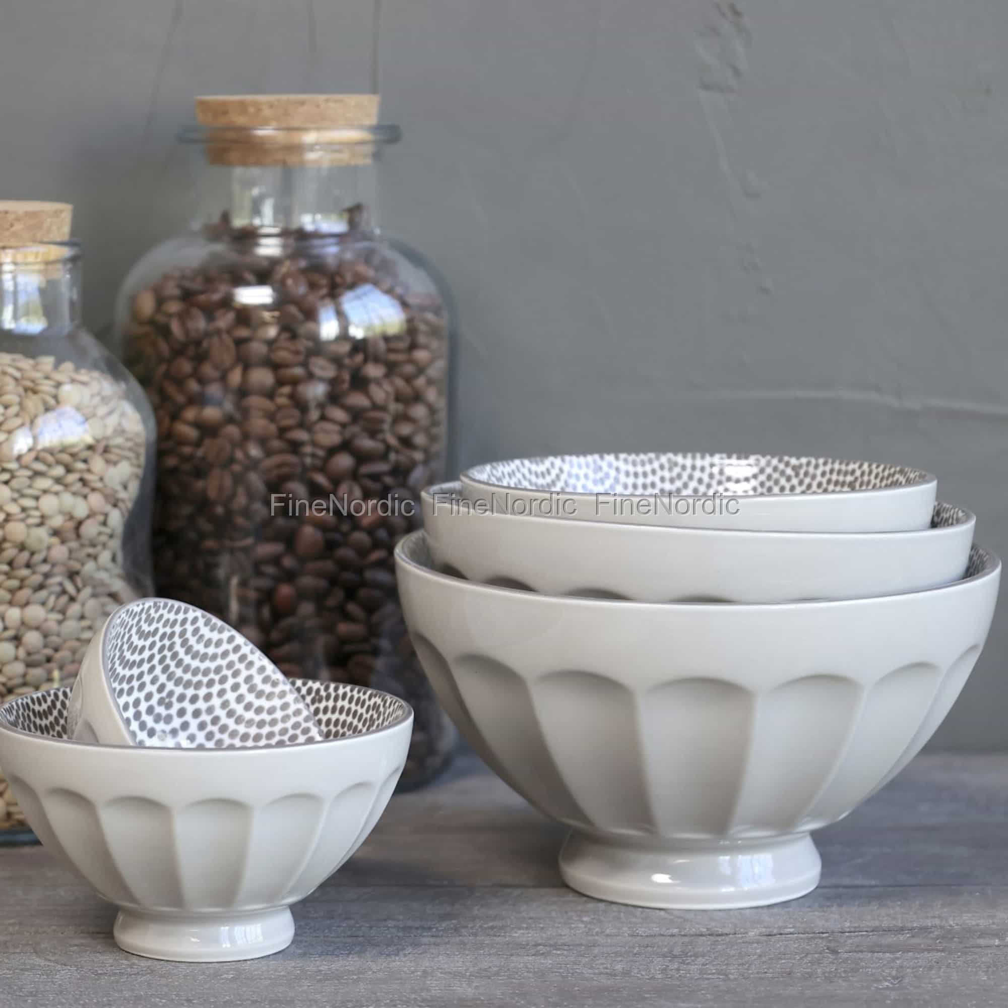 Chic Antique Arés Latte Schale mit Muster 5er Set Grau