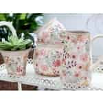 Chic Antique Vaso Toulouse Con Rose - Ceramica Smaltata Fucsia - Altezza 16 Cm - Stile Rustico Francese