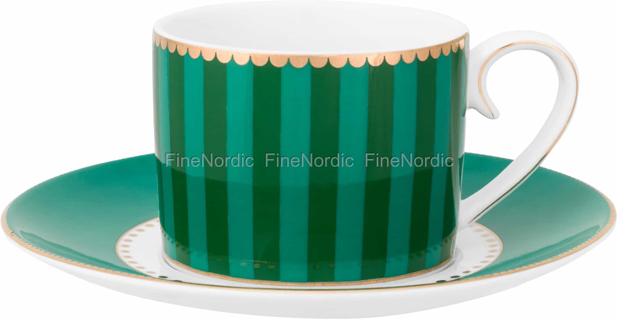 Pip Studio Espressotasse & Untertasse Love Birds Streifen Smaragd-Grün
