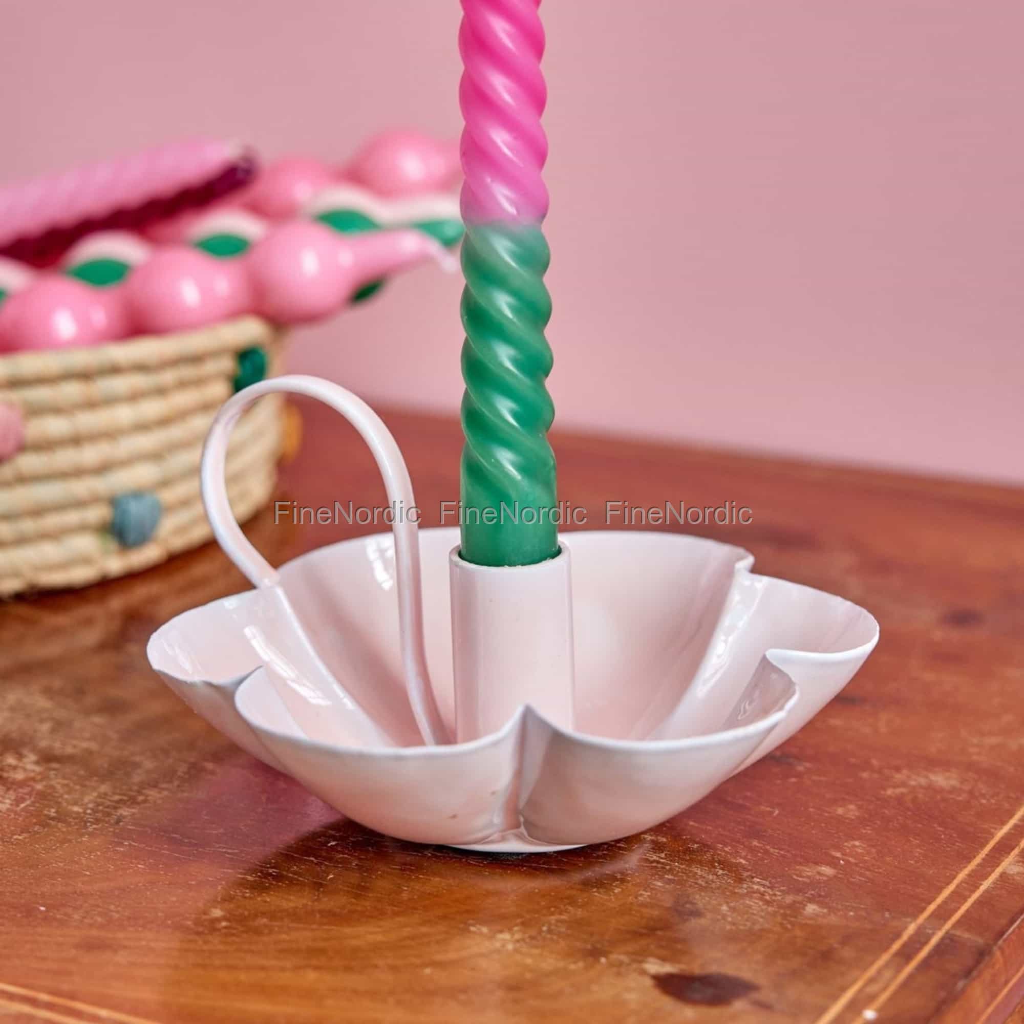 Rice Metall Kerzenhalter Blume-Form Rosa