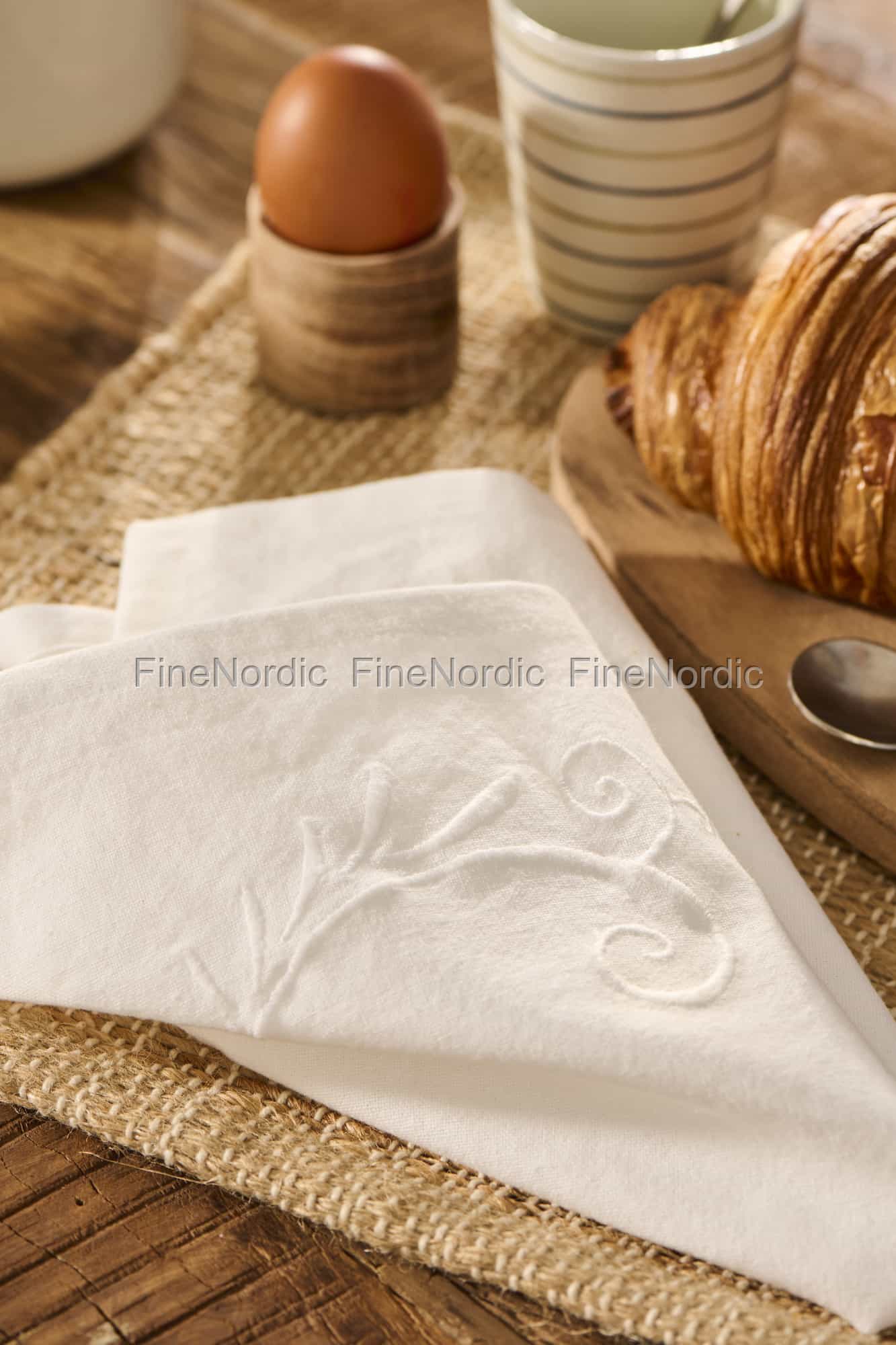 Ib Laursen Stoffserviette Weiß mit Stickerei