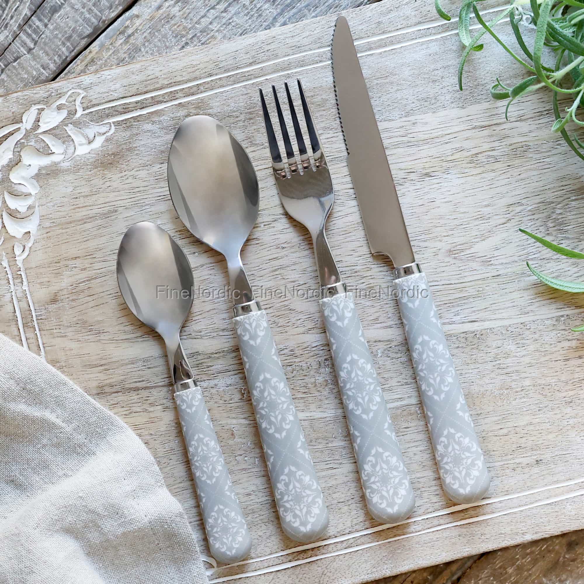 Chic Antique Linas Besteck mit Muster Französisch Grau 4er Set