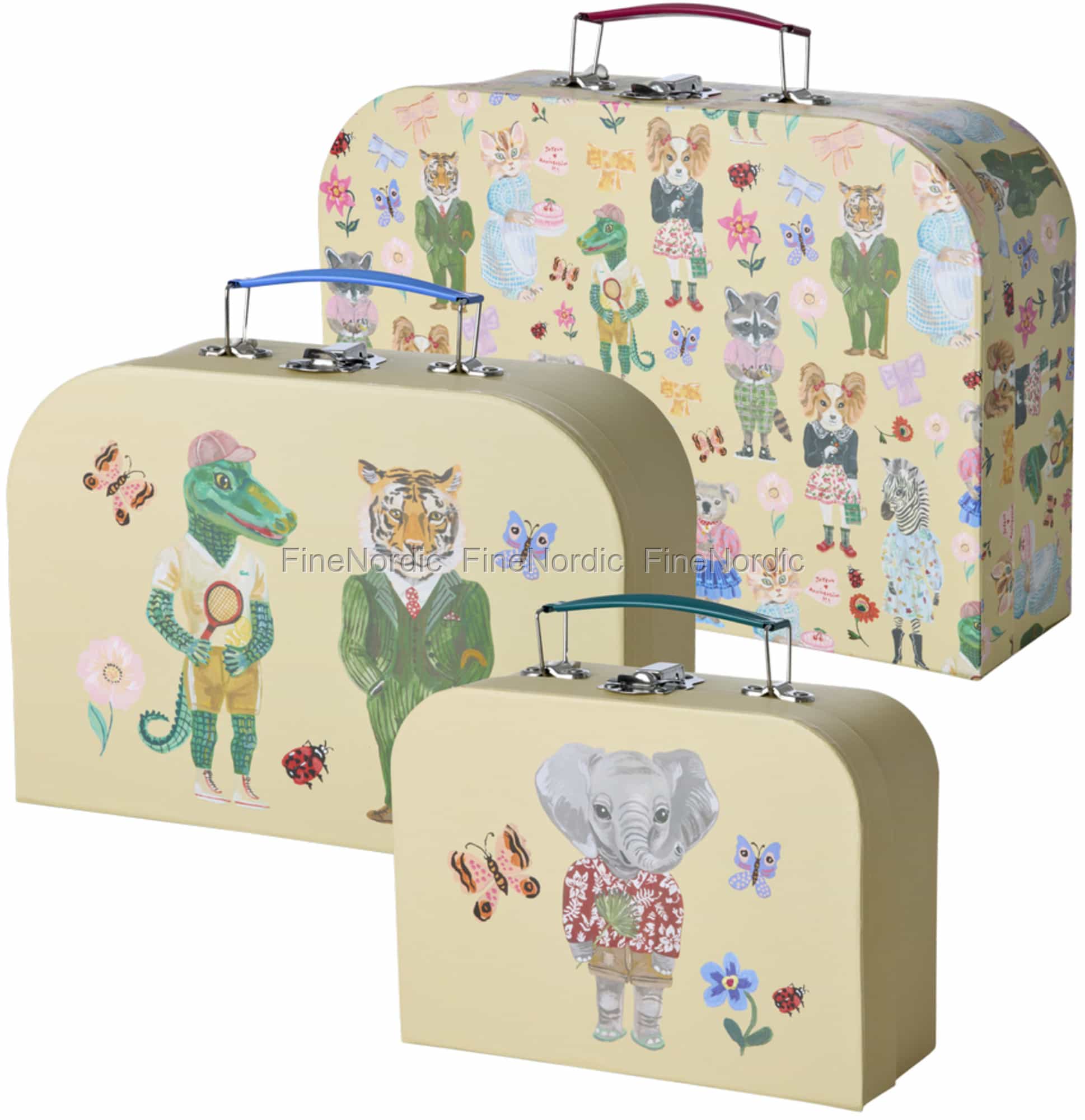 Zerodeko 3-teiliges Pappkoffer Set – Stapelbare Aufbewahrungsboxen Mit Metallgriff, Blumenmuster, Für Deko & Geschenke
