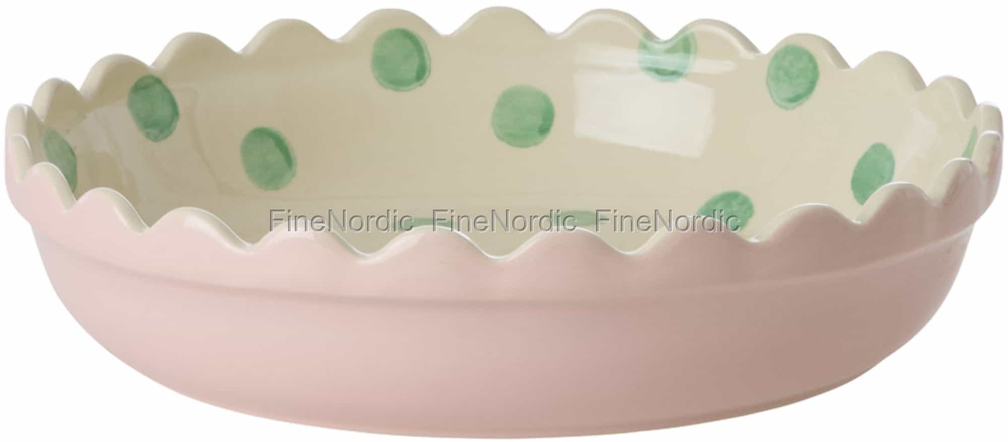 Rice Keramik Kuchenform - Rosa - Creme - Grüne Punkte