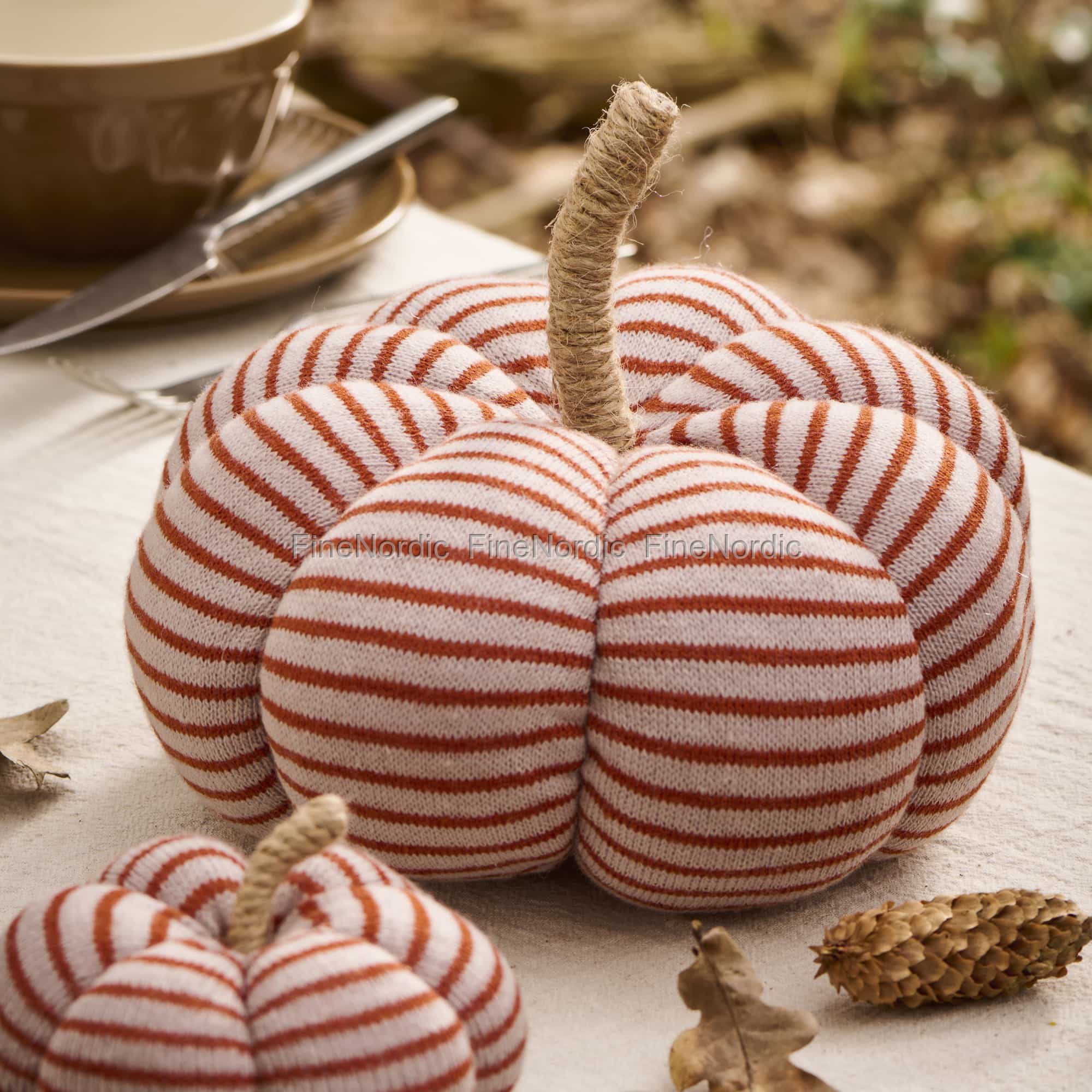 Dekokürbis - Groß - Beige - mit rostfarbenen